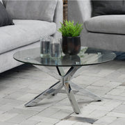 Heaven Round Coffee Table with Glass Top and Chrome Legs – image 5