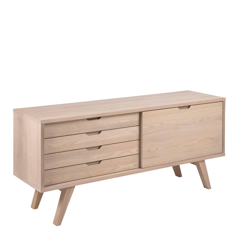 A-Line Sideboard with 4 Drawers and Sliding Door – White Oak – image 1