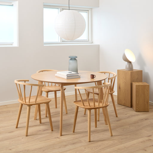 Nagano Round Dining Table in Oak Included 4 Ida Dining Chair in Oak – image 1