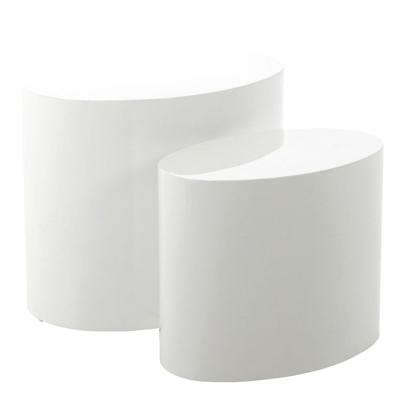 Mice Oval Coffee Table Set of 2 – White – image 1