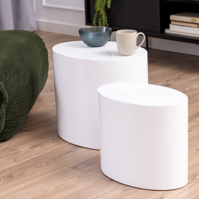 Mice Oval Coffee Table Set of 2 – White – image 3