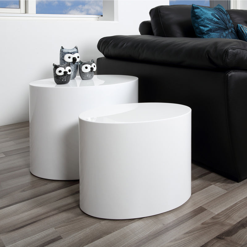 Mice Oval Coffee Table Set of 2 – White – image 4