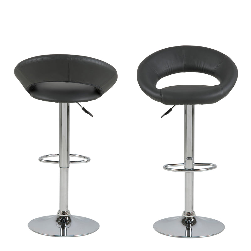 Plump Swivel Bar Stool with Open Back – Black – image 2