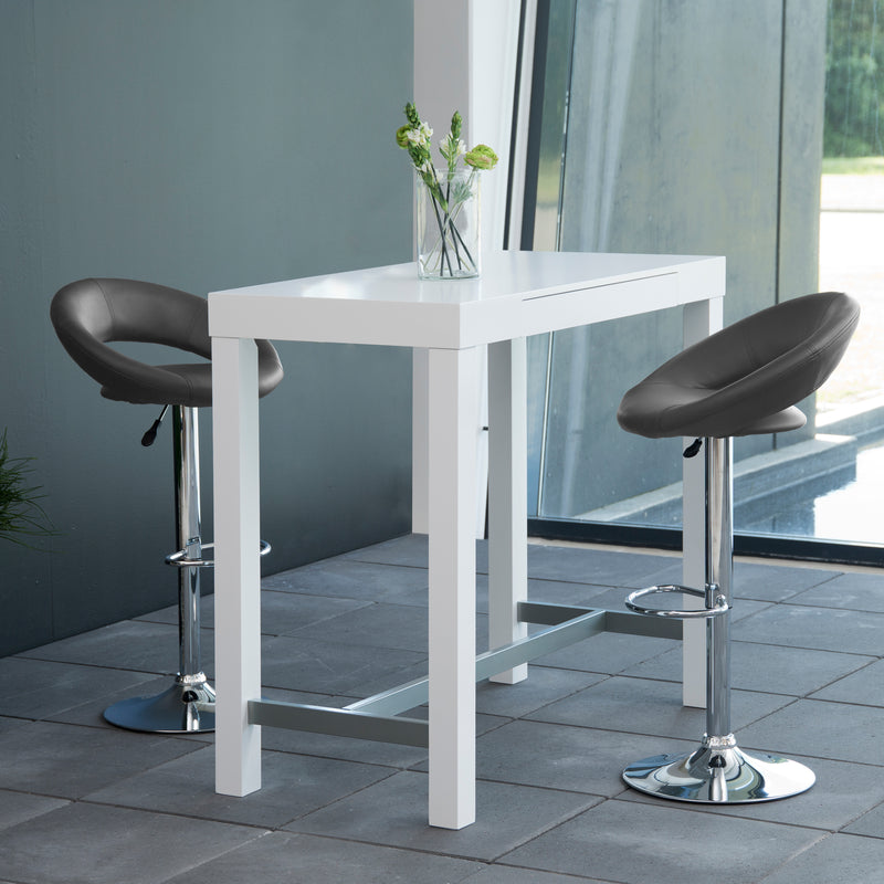Plump Swivel Bar Stool with Open Back – Black – image 4