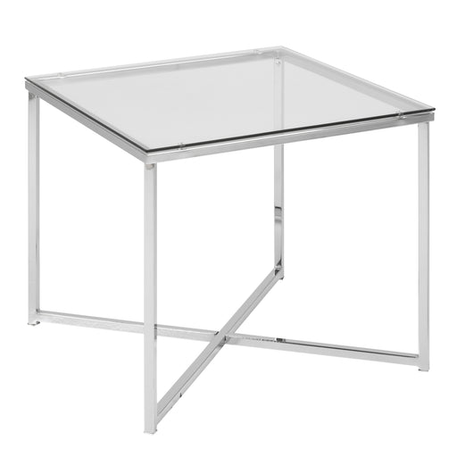 Cross Square Metal Side Table with Glass Top – image 1