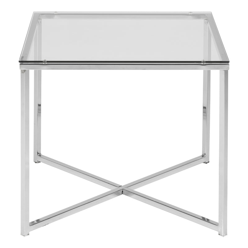 Cross Square Metal Side Table with Glass Top – image 2