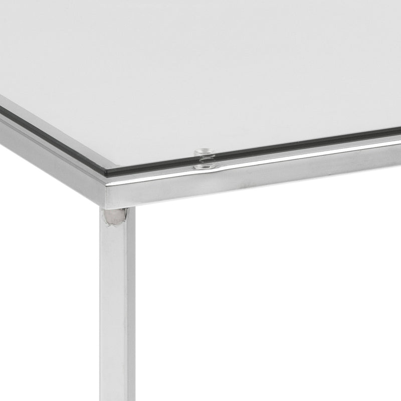 Cross Square Metal Side Table with Glass Top – image 4