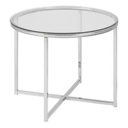 Cross Round Metal Side Table – Glass – image 1