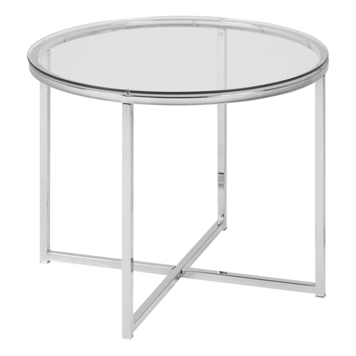 Cross Round Metal Side Table – Glass – image 1