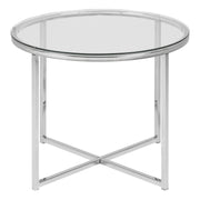 Cross Round Metal Side Table – Glass – image 2