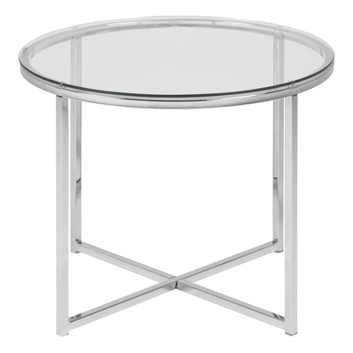 Cross Round Metal Side Table – Glass – image 2