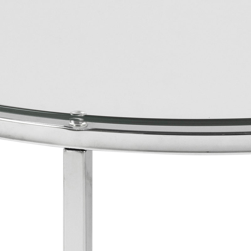 Cross Round Metal Side Table – Glass – image 4