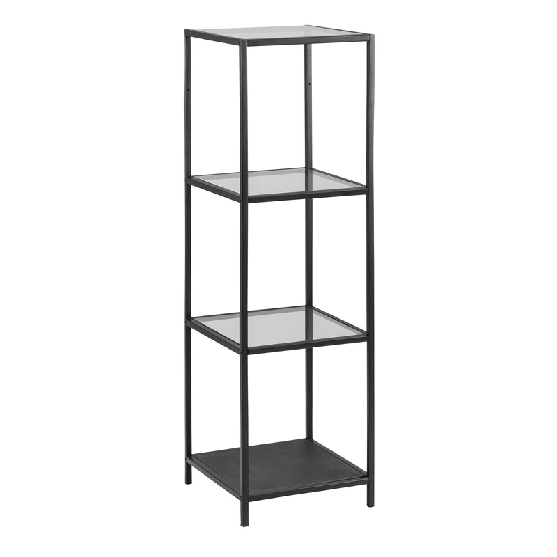 Seaford Narrow Metal Bookcase with 3 Shelves – Glass – image 1