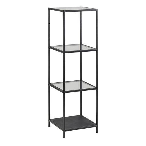 Seaford Narrow Metal Bookcase with 3 Shelves – Glass – image 1