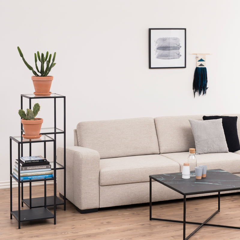 Seaford Narrow Metal Bookcase with 3 Shelves – Glass – image 3