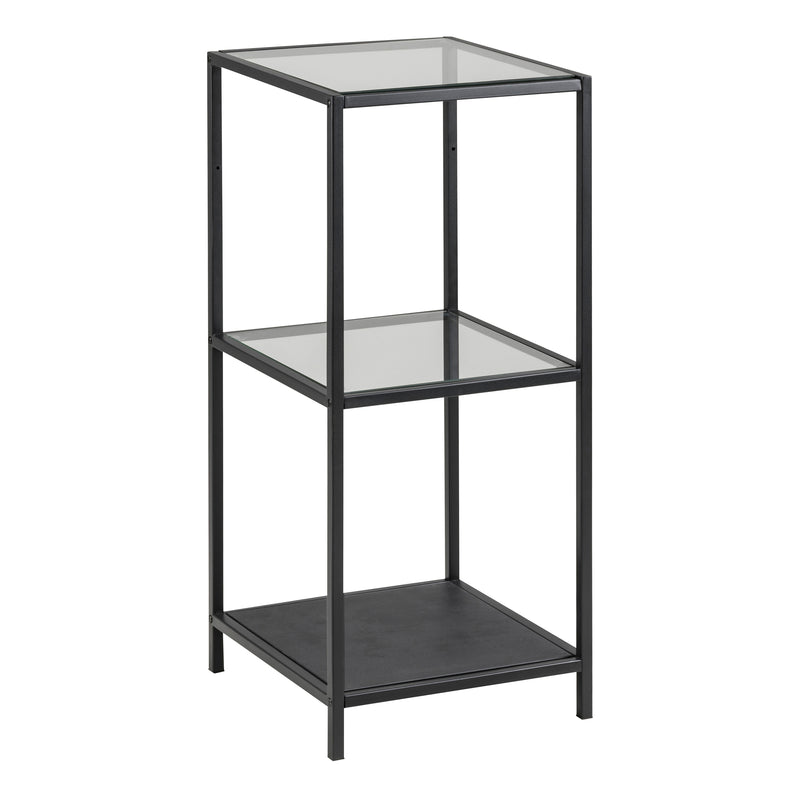 Seaford Narrow Metal Bookcase with 2 Shelves – Glass – image 1