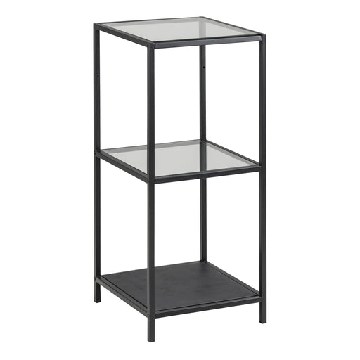 Seaford Narrow Metal Bookcase with 2 Shelves – Glass – image 1
