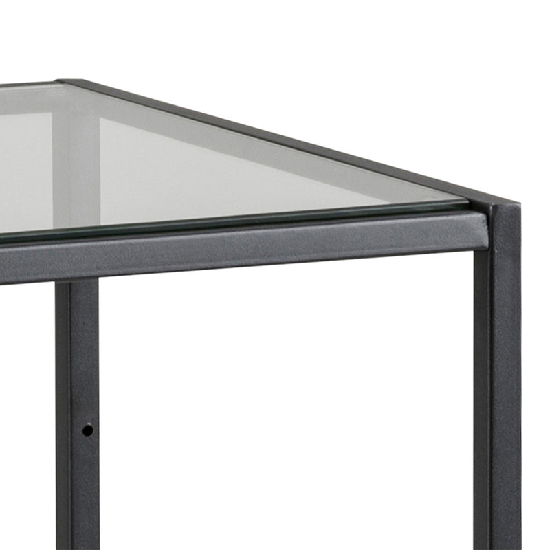 Seaford Narrow Metal Bookcase with 2 Shelves – Glass – image 4