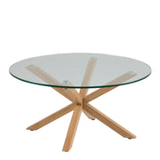 Heaven Round Coffee Table with Smoked Glass Top and Oak Legs – image 1