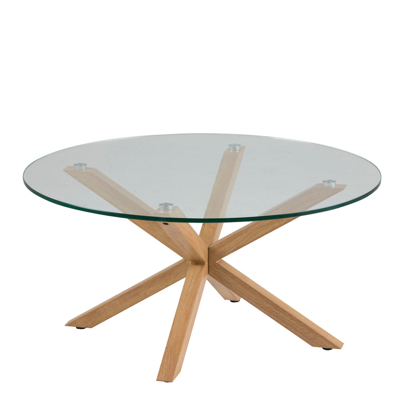 Heaven Round Coffee Table with Smoked Glass Top and Oak Legs – image 1