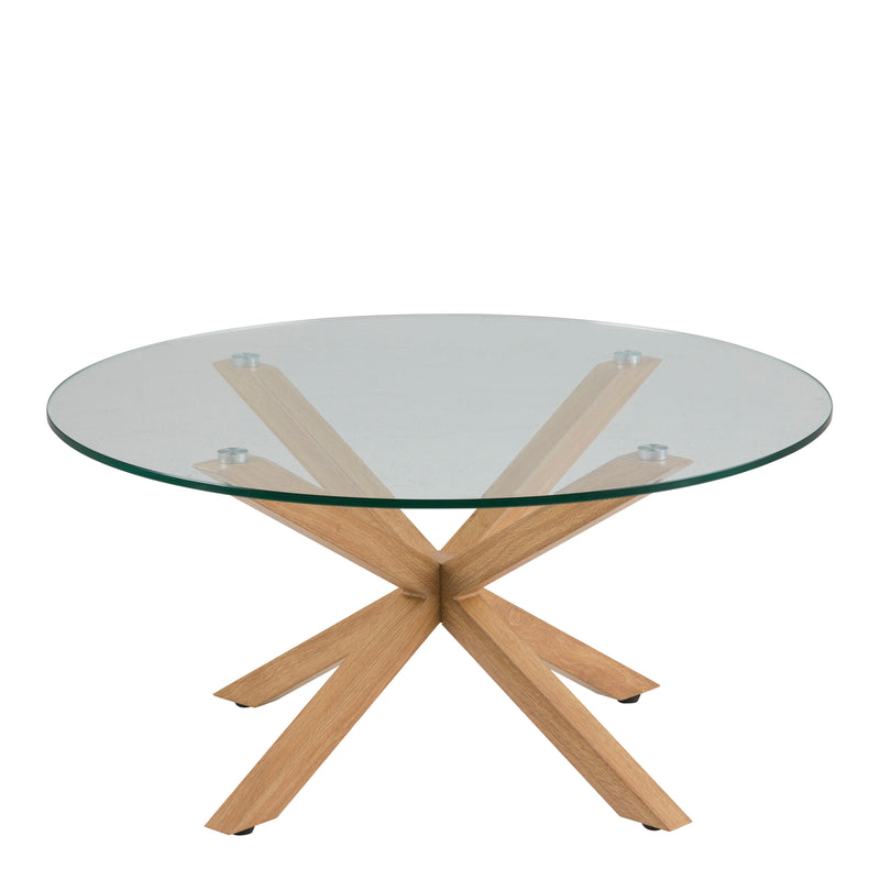 Heaven Round Coffee Table with Smoked Glass Top and Oak Legs – image 2