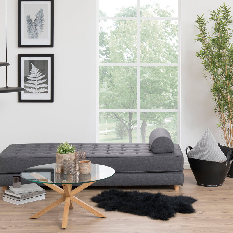Heaven Round Coffee Table with Smoked Glass Top and Oak Legs – image 3