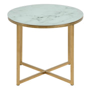 Alisma Round Side Table with White Crystal Clear Marble Glass Top & Gold Legs – image 2