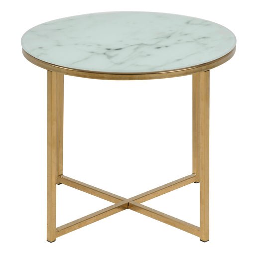 Alisma Round Side Table with White Crystal Clear Marble Glass Top & Gold Legs – image 2