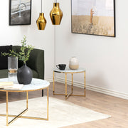 Alisma Round Side Table with White Crystal Clear Marble Glass Top & Gold Legs – image 3