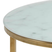Alisma Round Side Table with White Crystal Clear Marble Glass Top & Gold Legs – image 5