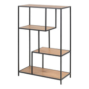 Seaford Metal Asymmetrical Bookcase with 3 Shelves – Oak – image 1