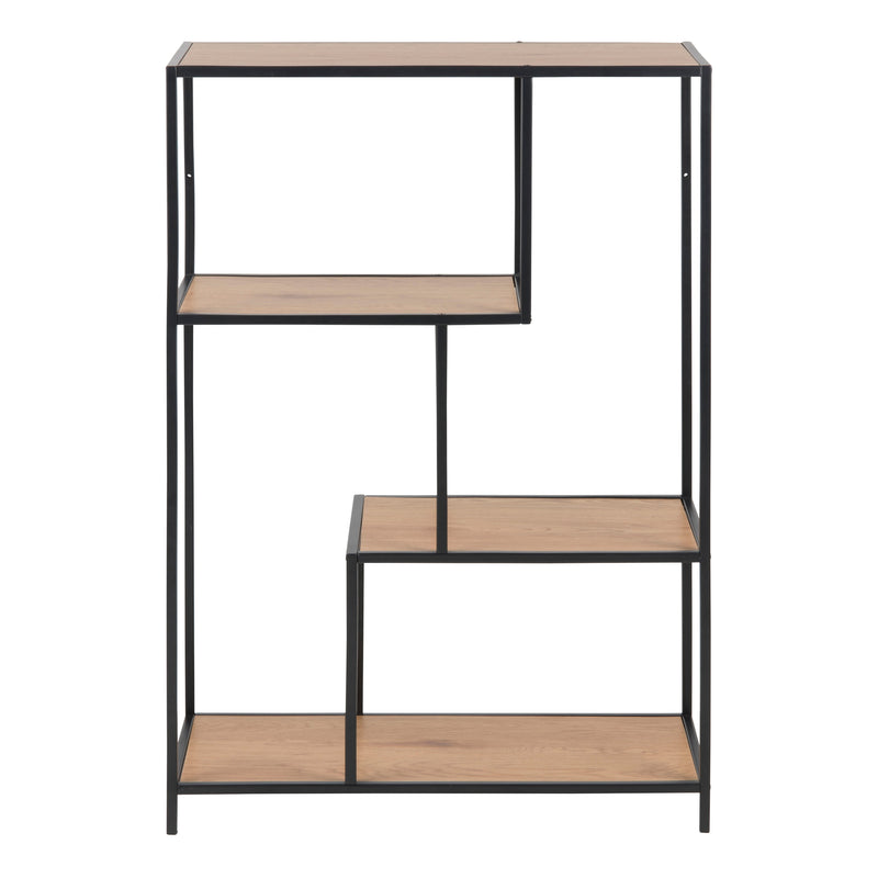 Seaford Metal Asymmetrical Bookcase with 3 Shelves – Oak – image 2