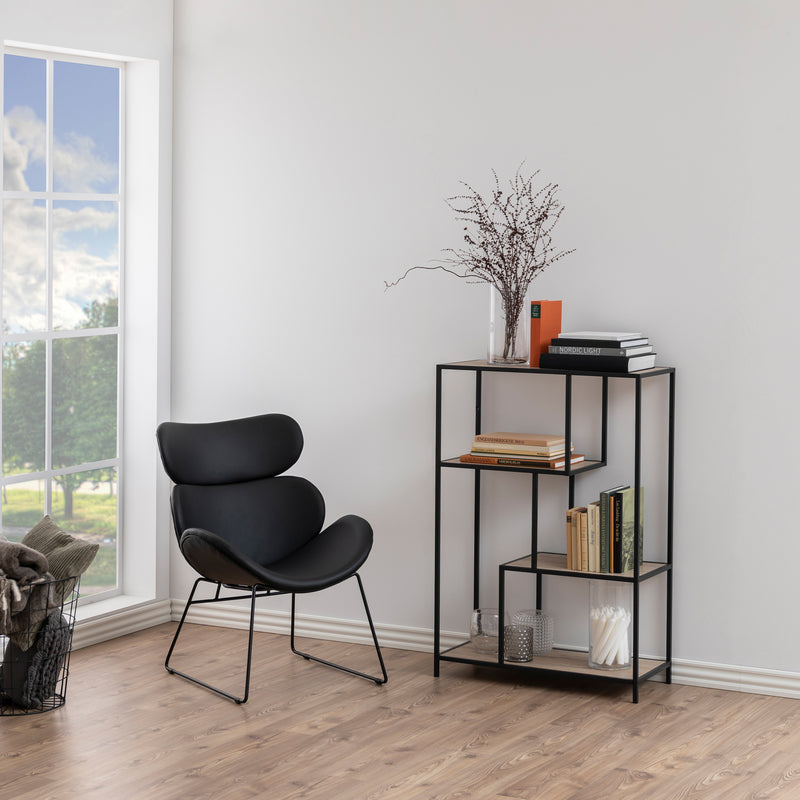 Seaford Metal Asymmetrical Bookcase with 3 Shelves – Oak – image 4