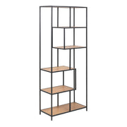 Seaford Tall Metal Bookcase with 5 Shelves – Oak – image 1