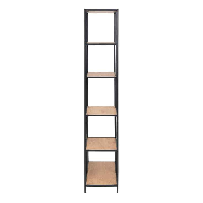 Seaford Tall Metal Bookcase with 5 Shelves – Oak – image 3