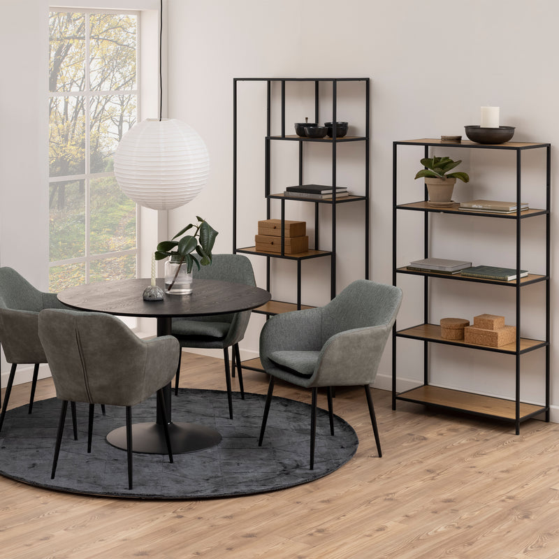 Seaford Tall Metal Bookcase with 5 Shelves – Oak – image 6