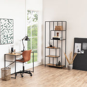 Seaford Tall Metal Bookcase with 5 Shelves – Oak – image 7