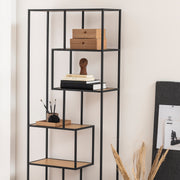 Seaford Tall Metal Bookcase with 5 Shelves – Oak – image 8