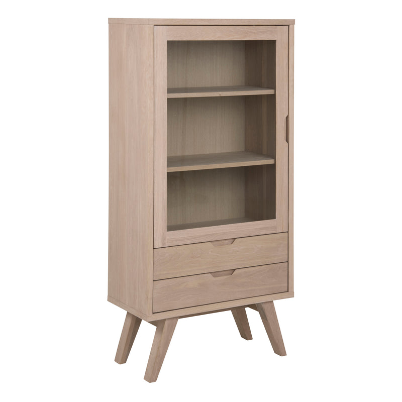 A-Line Display Cabinet with 2 Drawers and 2 Shelves – White Oak – image 1