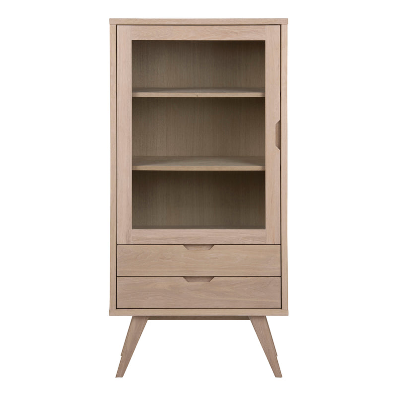A-Line Display Cabinet with 2 Drawers and 2 Shelves – White Oak – image 2