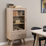 A-Line Display Cabinet with 2 Drawers and 2 Shelves – White Oak – image 6