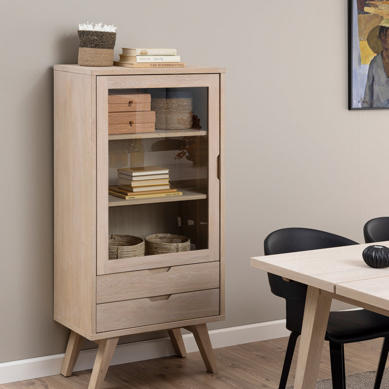 A-Line Display Cabinet with 2 Drawers and 2 Shelves – White Oak – image 6