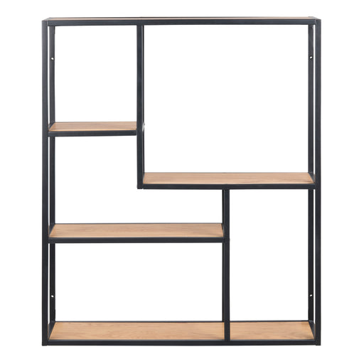 Seaford Black Metal Wide Wall Shelf with 3 Additional Oak Shelves – image 2