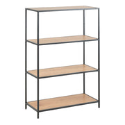 Seaford Black Metal Low Bookcase with 3 Oak Shelves – image 1