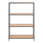 Seaford Black Metal Low Bookcase with 3 Oak Shelves – image 2