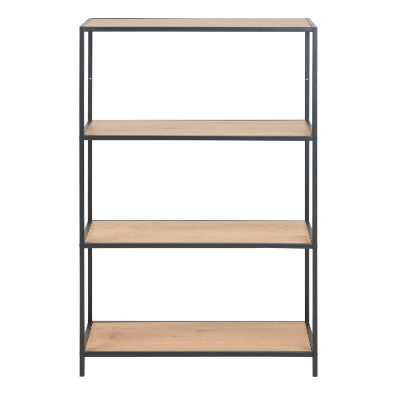Seaford Black Metal Low Bookcase with 3 Oak Shelves – image 2