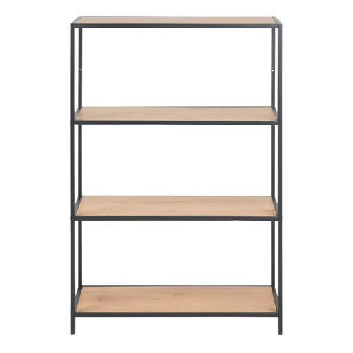 Seaford Black Metal Low Bookcase with 3 Oak Shelves – image 2