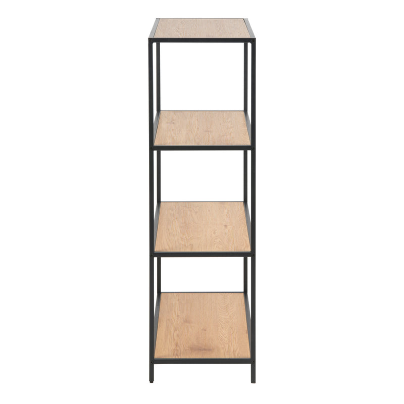 Seaford Black Metal Low Bookcase with 3 Oak Shelves – image 3