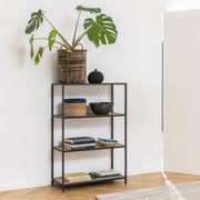 Seaford Black Metal Low Bookcase with 3 Oak Shelves – image 5