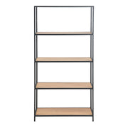 Seaford Tall Black Metal Bookcase with 4 Oak Shelves – image 2